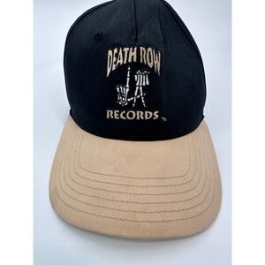 Death Row Records Hat Black Beige Embroidered Logo Snapback Hip‎ Hop